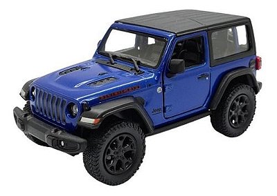 Miniatura Jeep Wrangler Rubicon Teto Fechado Azul 1:34