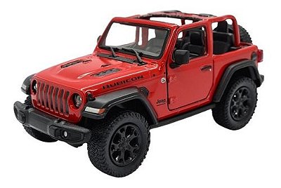 Miniatura Jeep Wrangler Rubicon Teto Aberto Vermelho 1:34