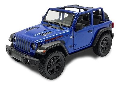 Miniatura Jeep Wrangler Rubicon Teto Aberto Azul 1:34