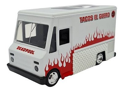 Miniatura Deadpool Taco Truck Branco Metal Jada Escala 1:32