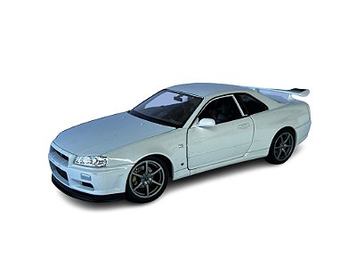 Miniatura Nissan GTR R34 Skyline Branco Metal 1:24