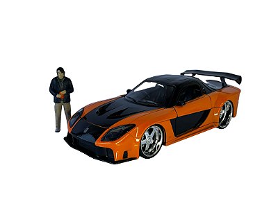 Miniatura Mazda RX7 Han Velozes Furiosos C/boneco Jada 1:24