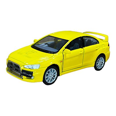 Miniatura Mitsubishi Lancer Evolution X Amarelo Metal 1:36