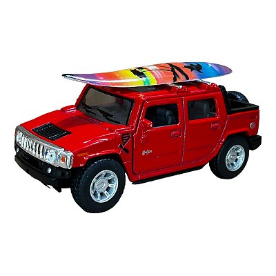 Miniatura Hummer H2 Picape Surf Vermelho Metal 1:40