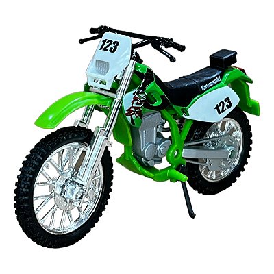Miniatura Moto Cross Kawasaki Verde 123 Maisto 1:18
