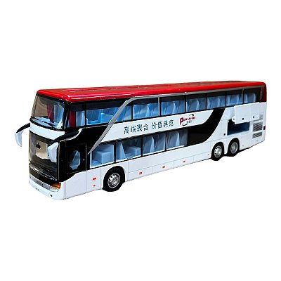 Miniatura Ônibus 2 andares Acende Luz E Som Metal 1:50
