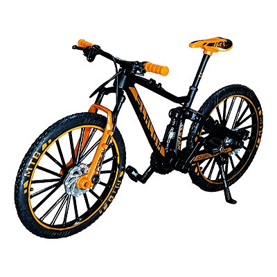Miniatura Bicicleta Bike Preto e Laranja Metal 1:10