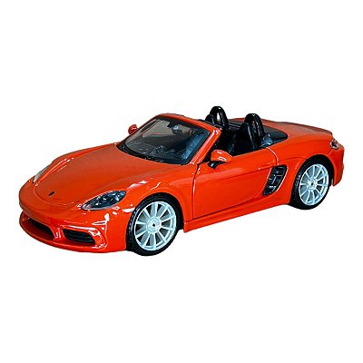 Miniatura Porsche 718 Boxster Laranja Conversível Metal 1:24