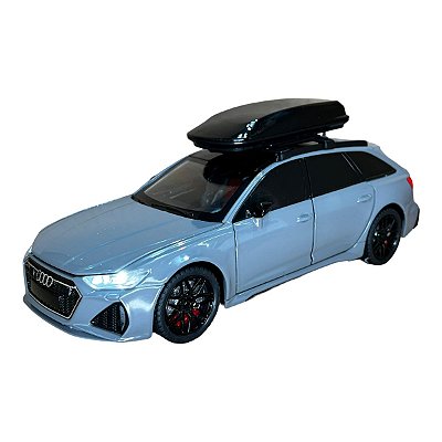 Miniatura Audi RS6 Cinza Acende Luz E Som Metal 1:24