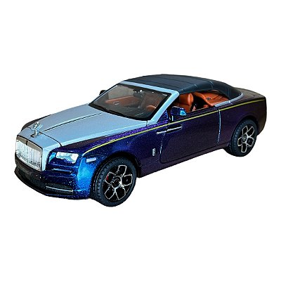 Miniatura Rolls Royce Azul Acende Luz E Som Metal 1:24