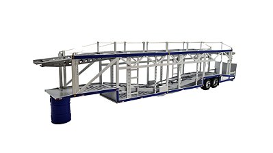 Miniatura Carreta Cegonha 2 Eixo Mdf Branco e Azul 1:32