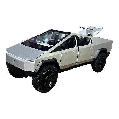 Miniatura Tesla CyberTruck c/Quadriciclo Acende Luz/Som 1:24