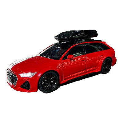 Miniatura Audi RS6 Vermelho Acende Luz E Som Metal 1:24