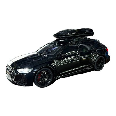 Miniatura Audi RS6 Preto Acende Luz E Som Metal 1:24