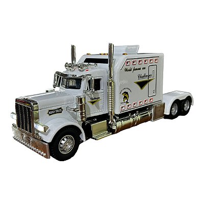 Miniatura Caminhão Peterbilt Branco Liga Luz Metal 1:40