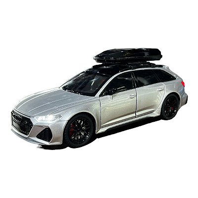 Miniatura Audi RS6 Prata Acende Luz E Som Metal 1:24