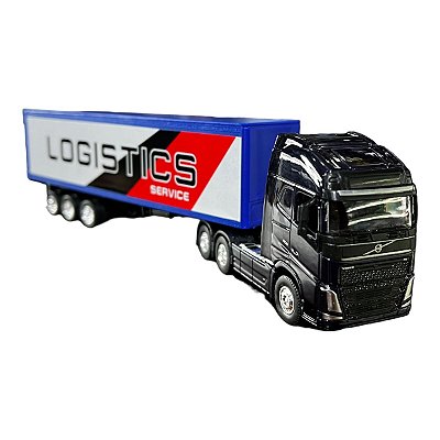 Miniatura Caminhão Volvo Azul Bau Azul Welly 1:64