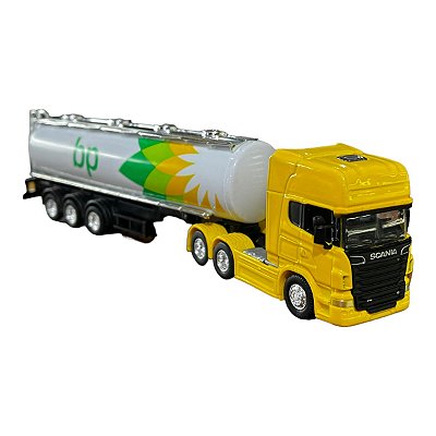 Miniatura Caminhão Scania Amarelo Tanque Branco Welly 1:64