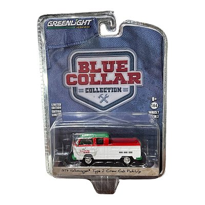 Miniatura VW Kombi T2 Crew Cab Pickup 1979 Greenlight 1:64
