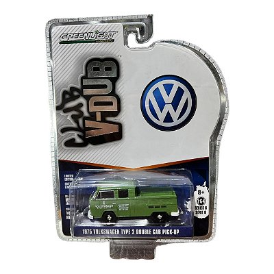 Miniatura VW Kombi T2 Double Cab Pickup 1975 Greenlight 1:64