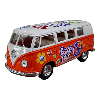 Miniatura Volkswagen Kombi 1962 Paz e Amor Laranja 1:32