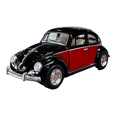 Miniatura Volkswagen Fusca 1967 Preto e Vermelho 1:32
