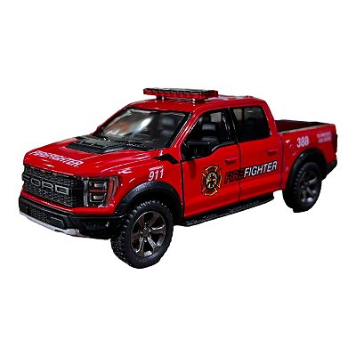 Miniatura Ford F150 Raptor 2022 Bombeiro Metal 1:46