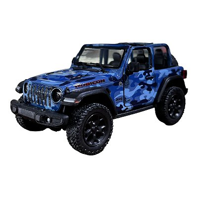 Miniatura Jeep Wrangler Rubicon Azul Camuflado 1:34