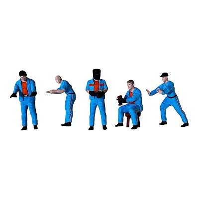 Miniatura Boneco 5 Mecânicos Azul claro 1:24