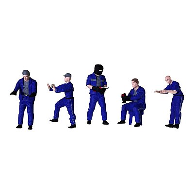 Miniatura Boneco 5 Mecânicos Azul 1:24