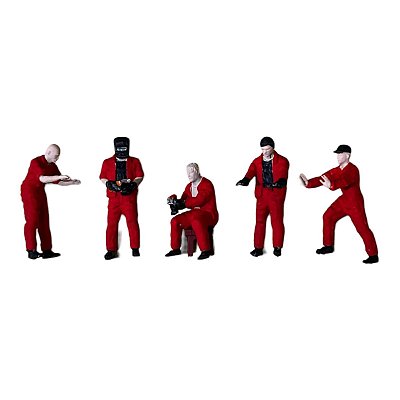 Miniatura Boneco 5 Mecânicos Vermelho 1:64