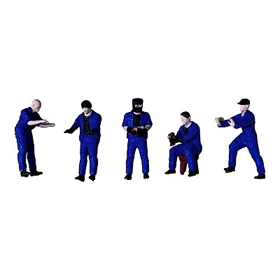 Miniatura Boneco 5 Mecânicos Azul 1:64