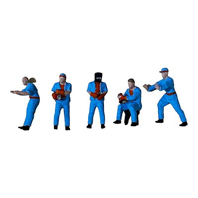 Miniatura Boneco 5 Mecânicos Azul Gulf 1:64