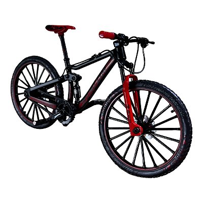 Miniatura Bicicleta Bike Preto e Vermelho Metal 1:10
