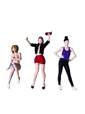 Miniatura Boneco 3 Mulheres Kit 3 1:24