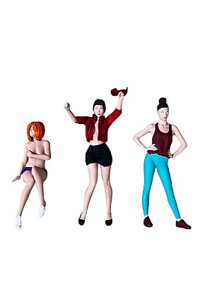 Miniatura Boneco 3 Mulheres Kit 2 1:24