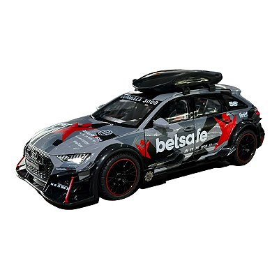 Miniatura Audi RS6 Betsafe Cinza Acende Luz E Som Metal 1:24