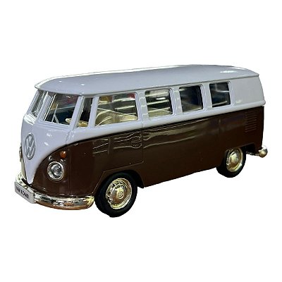 Miniatura Volkswagen Kombi Classic Marrom e Branco RMZ 1:32