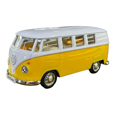 Miniatura Volkswagen Kombi Classic Amarelo e Branco RMZ 1:32