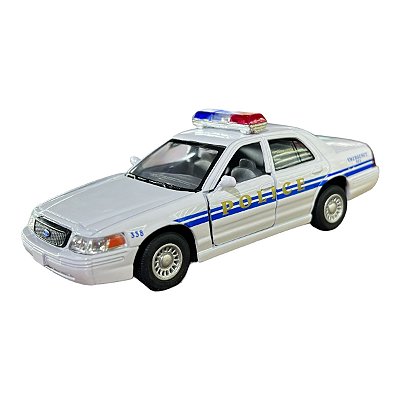 Miniatura Ford Crown Victoria Police Branco Metal 1:42