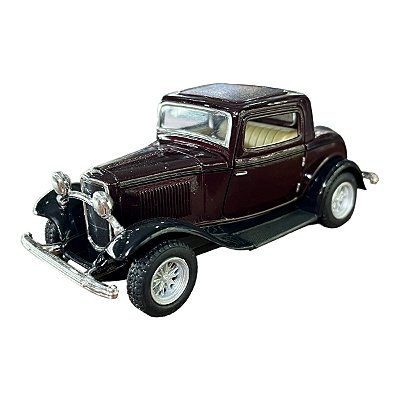Miniatura Ford 3 Window Coupe 1932 Bordô Metal 1:34
