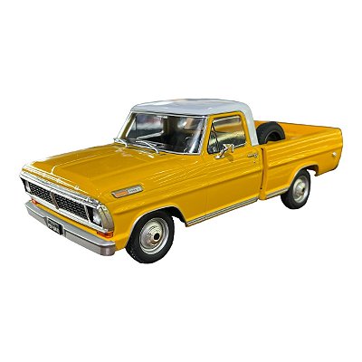 Miniatura Ford F100 1971 Amarelo Metal California 1:24