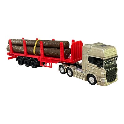 Miniatura Caminhão Scania Dourado Madereiro Welly 1:64