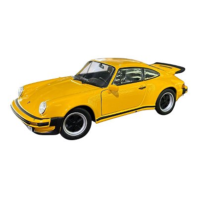Miniatura Porsche 911 Turbo Amarelo Metal 1:24