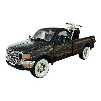 Miniatura Ford F350 c/ Moto Harley Davidson Maisto 1:27