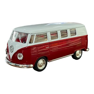 Miniatura Volkswagen Kombi Vermelho e Branco Kinsmart 1:32