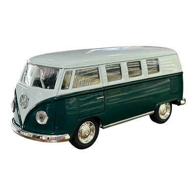 Miniatura Volkswagen Kombi Verde e Branco Kinsmart 1:32