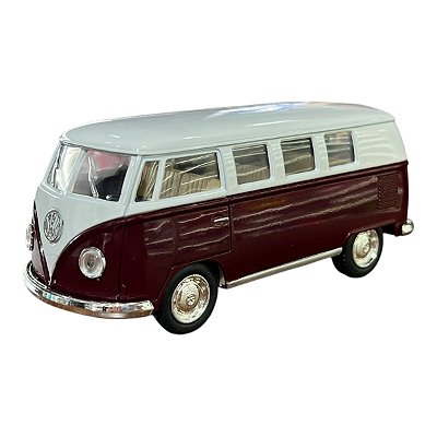 Miniatura Volkswagen Kombi Bordô e Branco Kinsmart 1:32