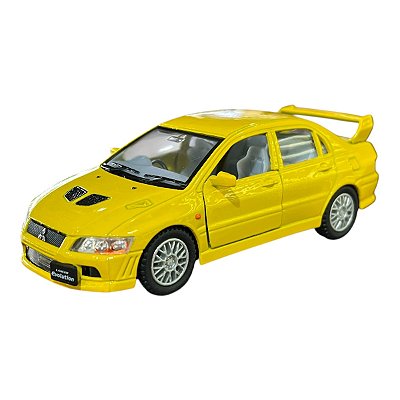 Miniatura Mitsubishi Lancer Evolution Amarelo Kinsmart 1:36