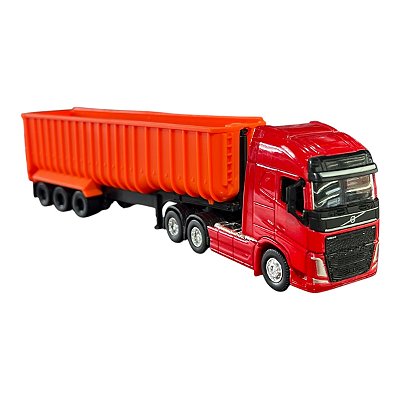 Miniatura Caminhão Volvo Vermelho Caçamba Welly 1:64